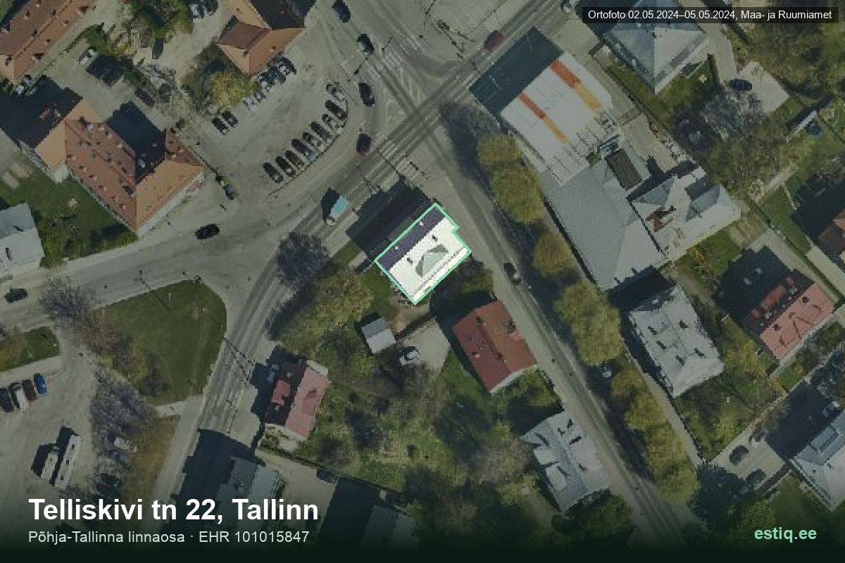 Telliskivi tänav 22, Tallinn – hoone aerofoto, kontuur ehitisregistri (EHR) andmetest
