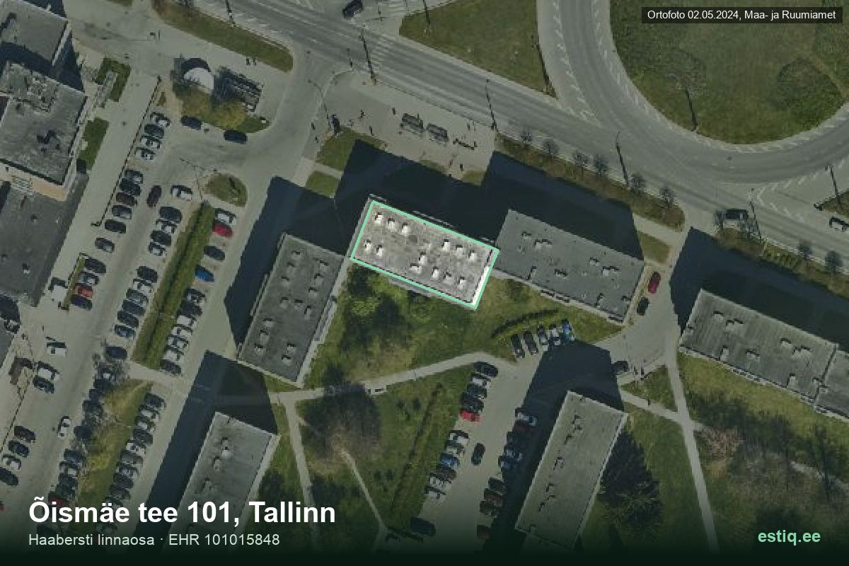 Õismäe tee 101, Tallinn – hoone aerofoto, kontuur ehitisregistri (EHR) andmetest