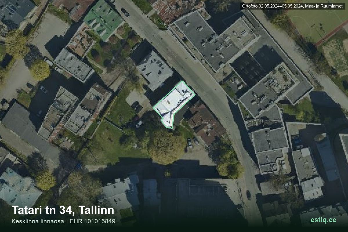 Tatari tänav 34, Tallinn – ilmakuva rakennuksesta, ääriviiva rakennusrekisteristä (EHR)