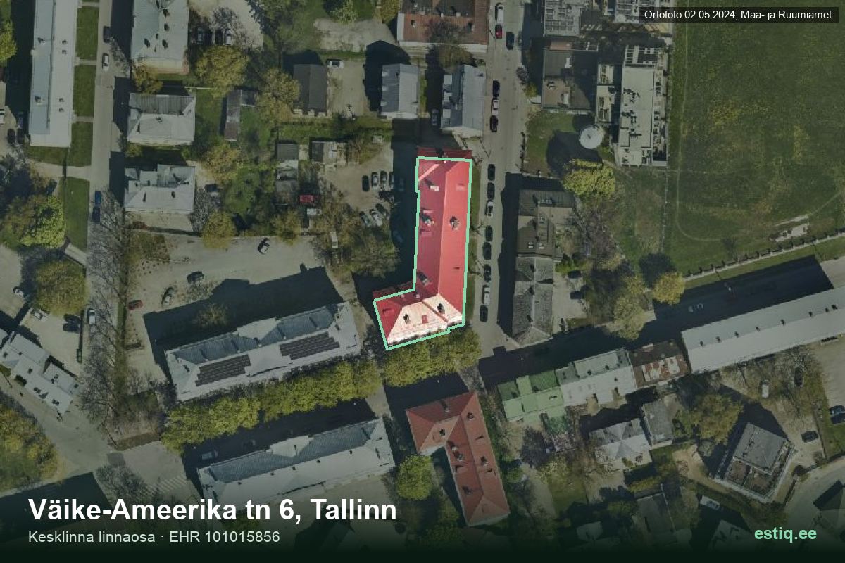 Väike-Ameerika tänav 6, Tallinn – aerial photo of the building, outline from the Building Register (EHR)