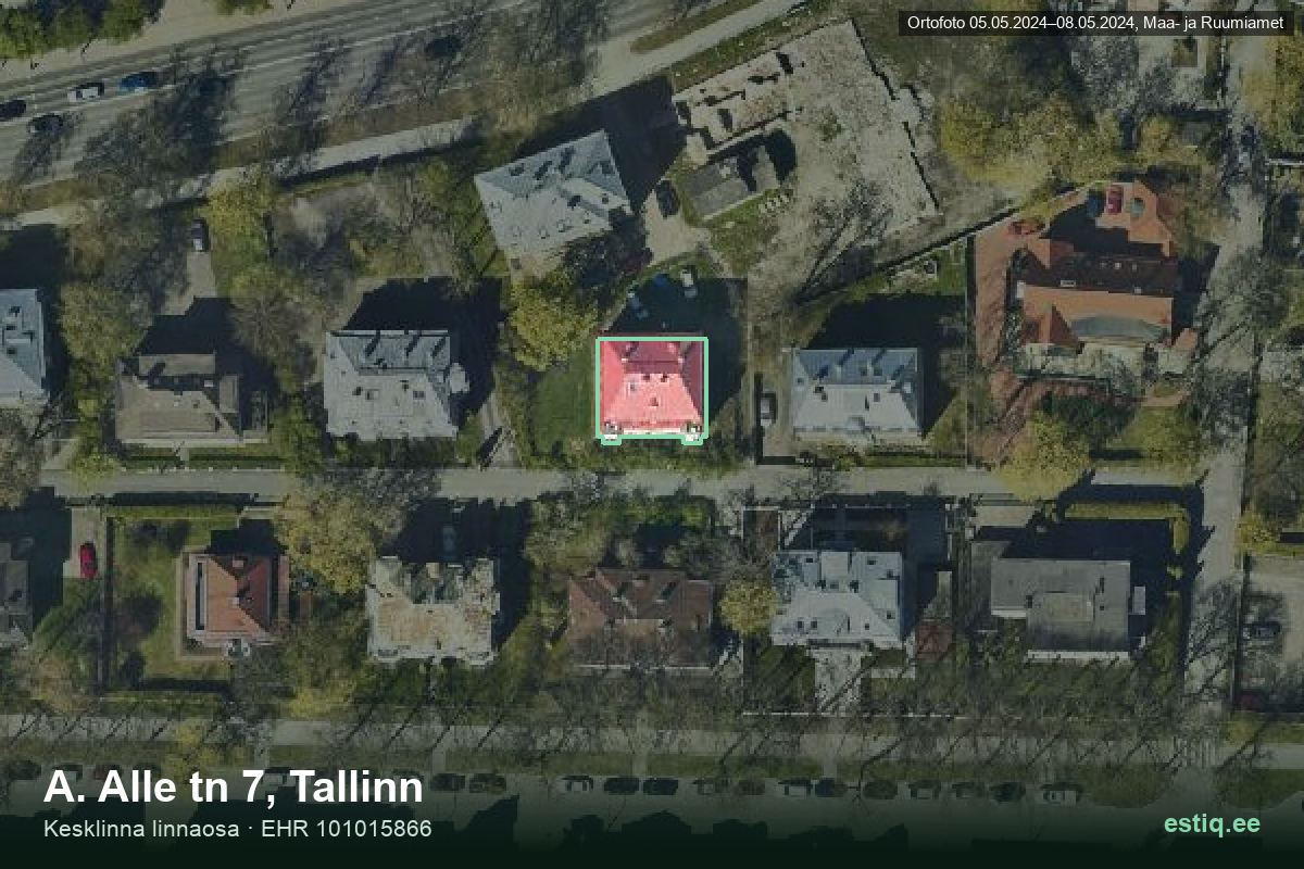 A. Alle tänav 7, Tallinn – hoone aerofoto, kontuur ehitisregistri (EHR) andmetest