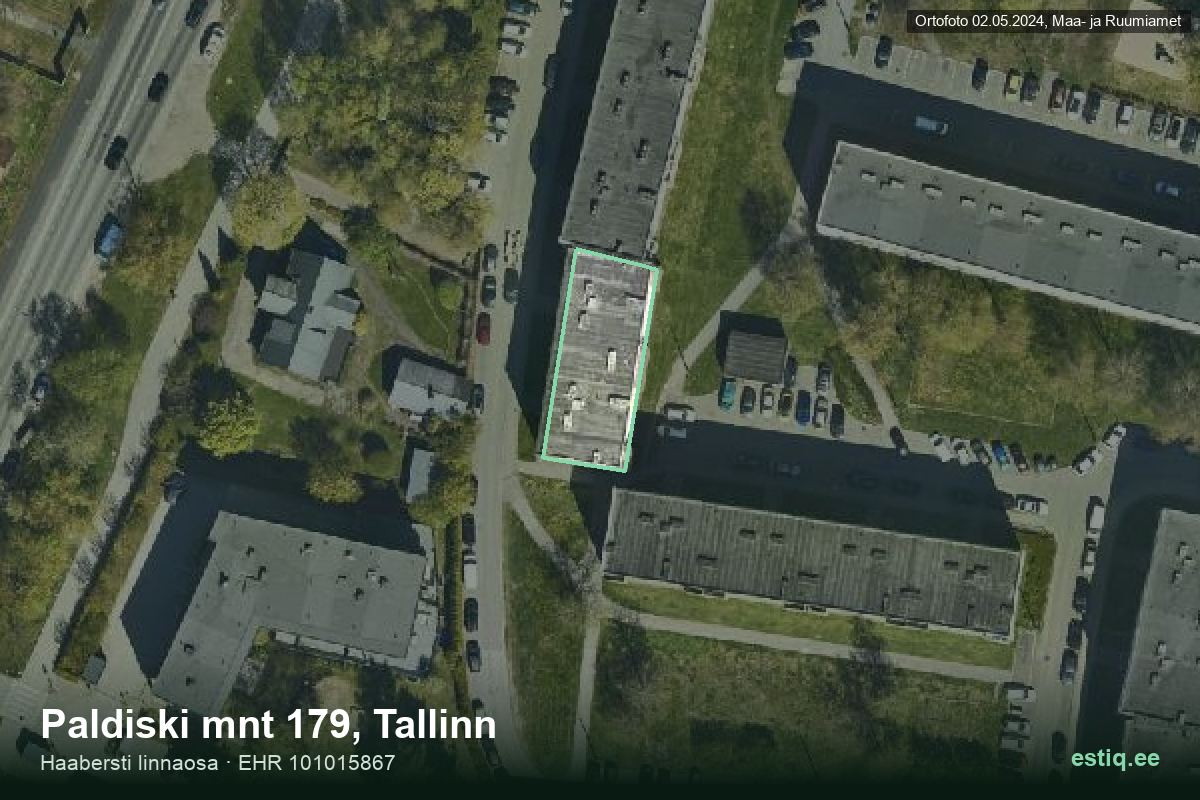 Paldiski mnt 179, Tallinn – ilmakuva rakennuksesta, ääriviiva rakennusrekisteristä (EHR)