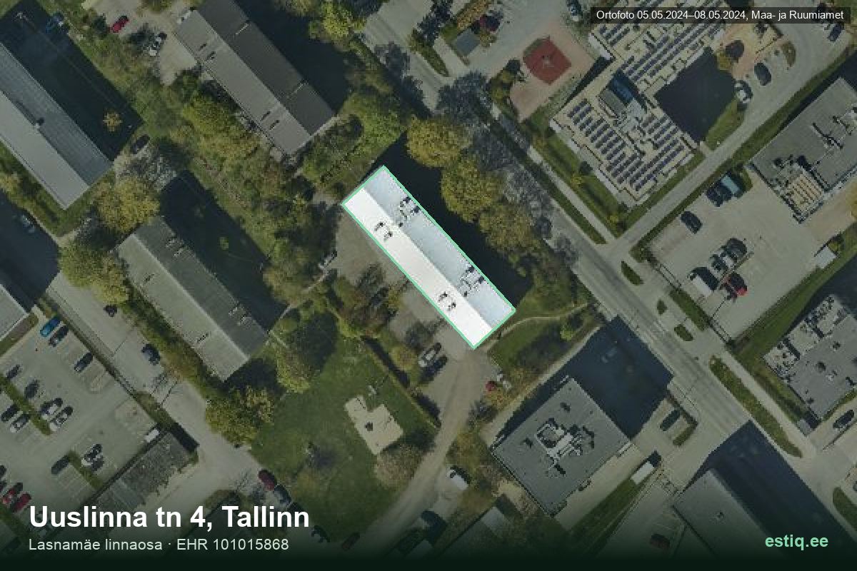 Uuslinna tänav 4, Tallinn – ilmakuva rakennuksesta, ääriviiva rakennusrekisteristä (EHR)