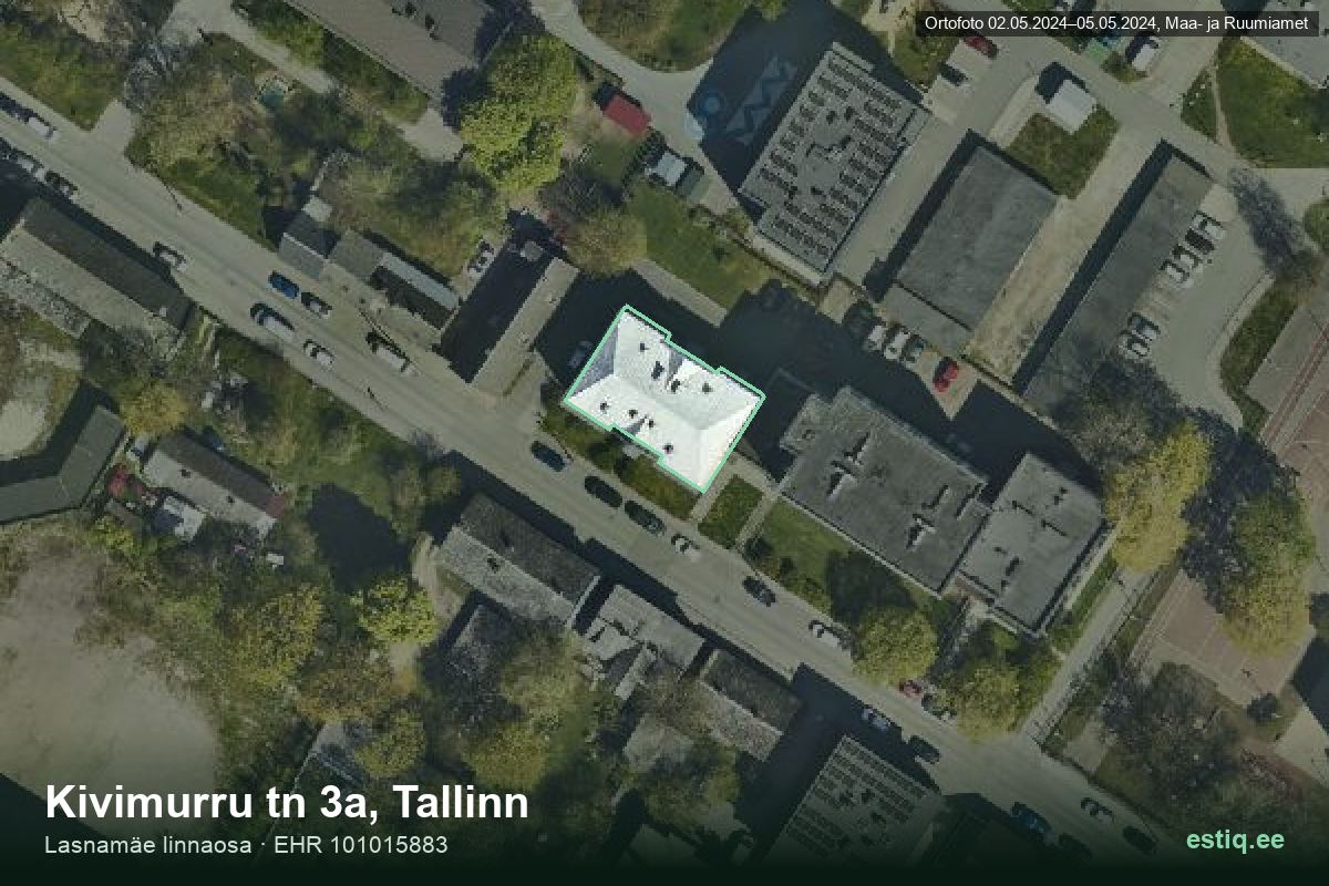 Kivimurru tänav 3a, Tallinn – hoone aerofoto, kontuur ehitisregistri (EHR) andmetest