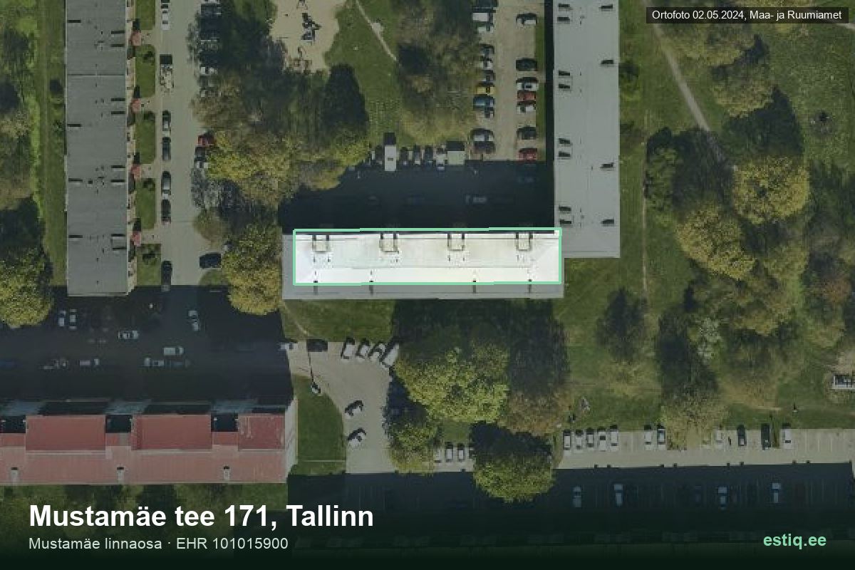 Mustamäe tee 171, Tallinn – hoone aerofoto, kontuur ehitisregistri (EHR) andmetest