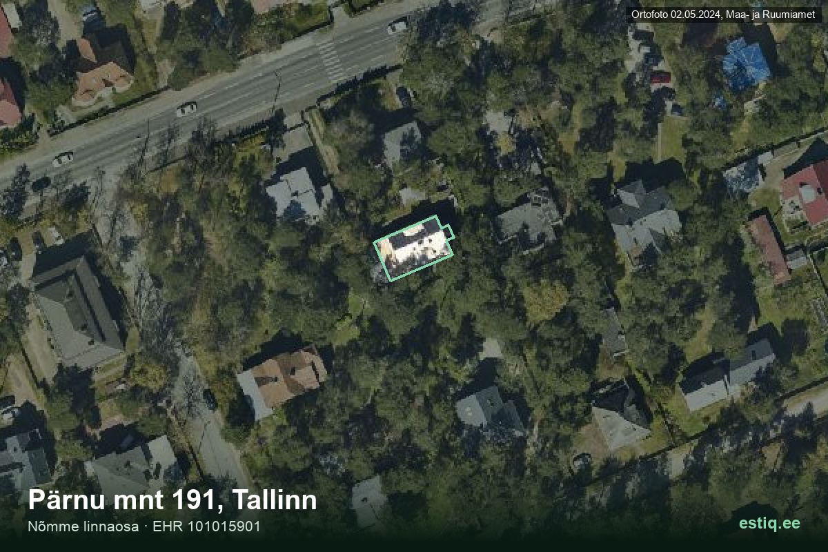 Pärnu mnt 191, Tallinn – hoone aerofoto, kontuur ehitisregistri (EHR) andmetest