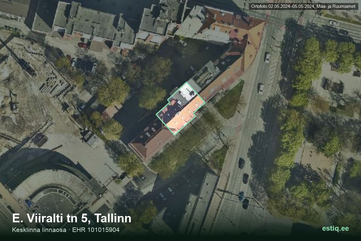 E. Viiralti tänav 5, Tallinn – aerial photo of the building, outline from the Building Register (EHR)