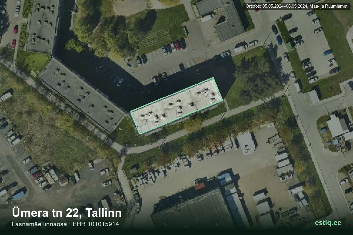 Ümera tänav 22, Tallinn – hoone aerofoto, kontuur ehitisregistri (EHR) andmetest