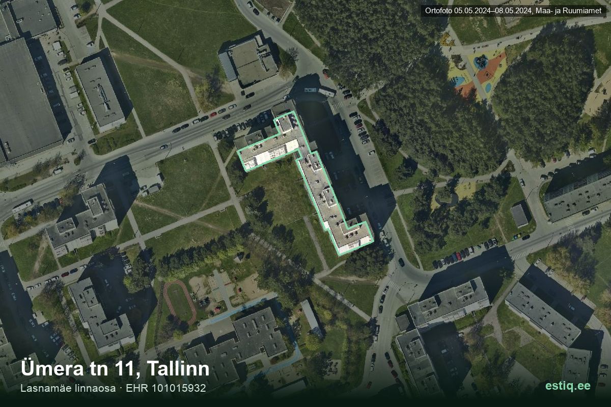 Ümera tänav 11, Tallinn – hoone aerofoto, kontuur ehitisregistri (EHR) andmetest
