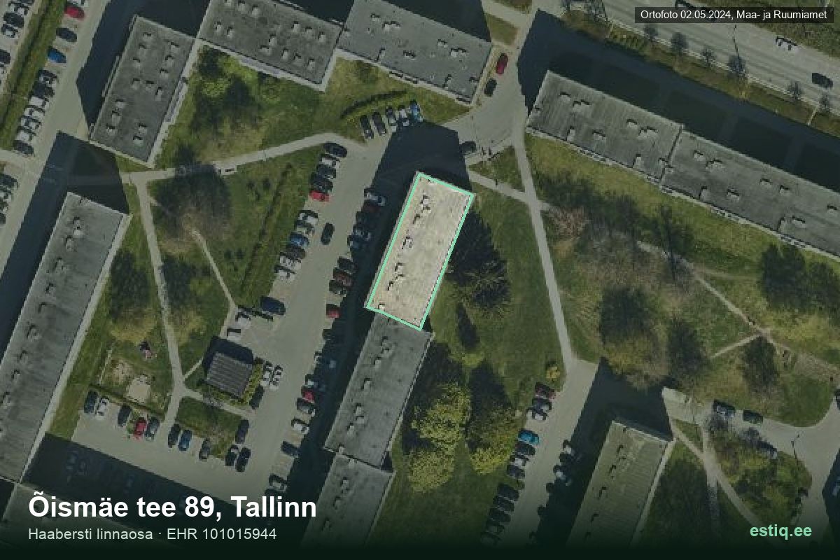 Õismäe tee 89, Tallinn – ilmakuva rakennuksesta, ääriviiva rakennusrekisteristä (EHR)