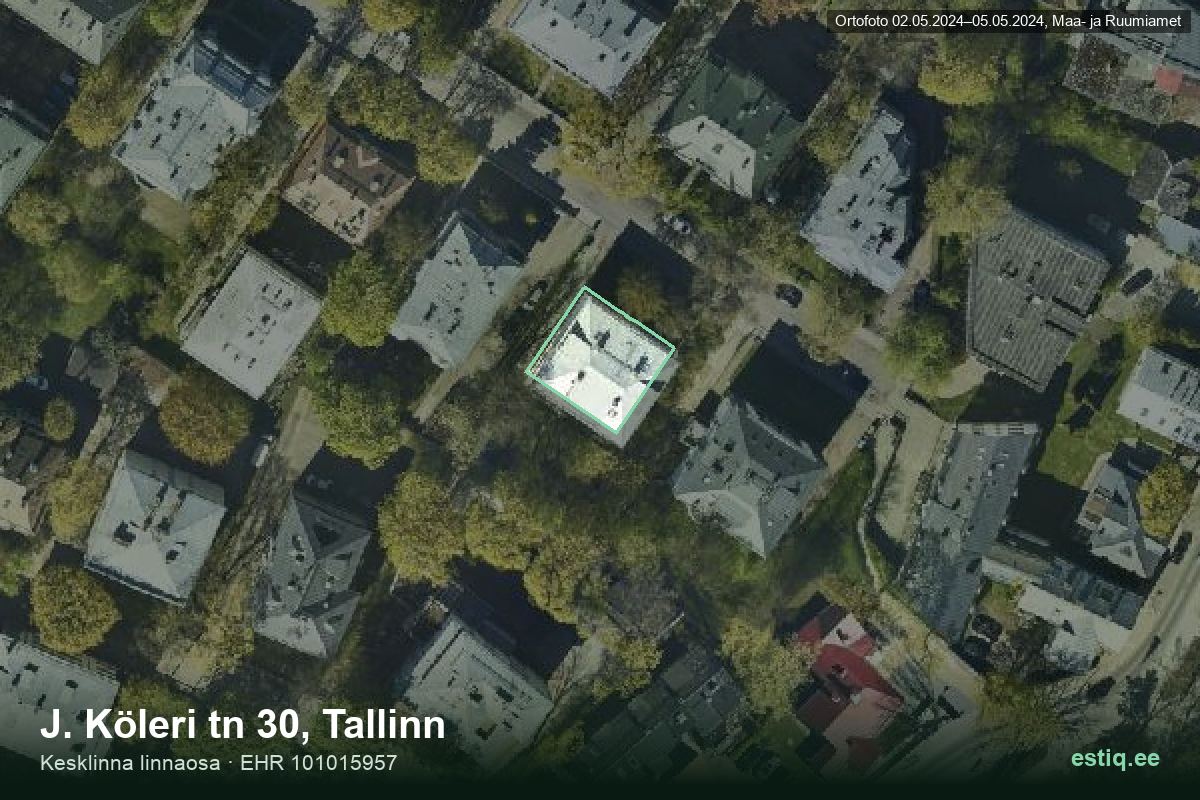 J. Köleri tänav 30, Tallinn – hoone aerofoto, kontuur ehitisregistri (EHR) andmetest