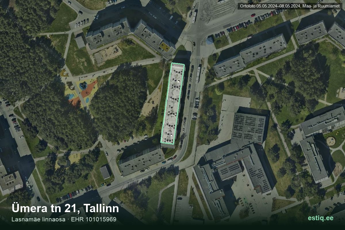 Ümera tänav 21, Tallinn – hoone aerofoto, kontuur ehitisregistri (EHR) andmetest