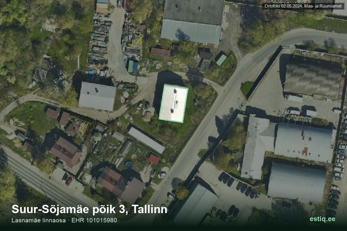 Suur-Sõjamäe põik 3, Tallinn – аэрофото дома, контур по данным регистра строений (EHR)