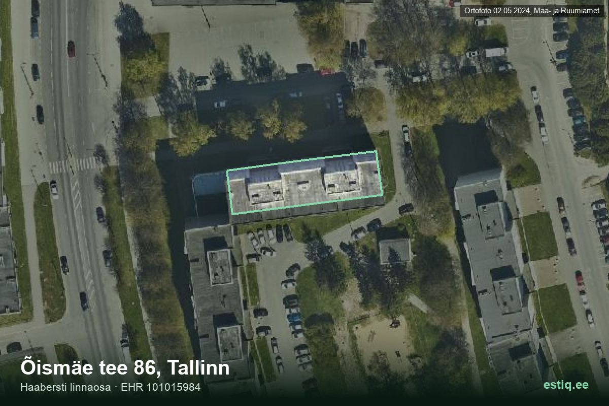 Õismäe tee 86, Tallinn – аэрофото дома, контур по данным регистра строений (EHR)