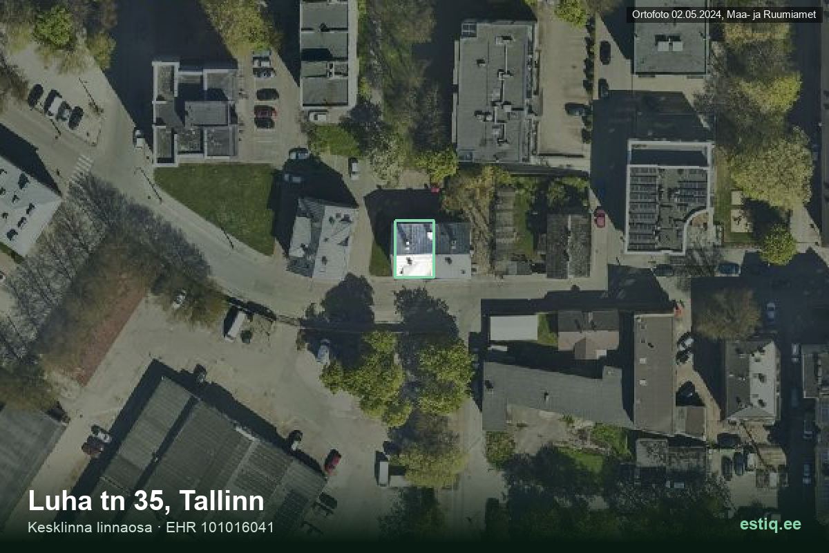 Luha tänav 35, Tallinn – hoone aerofoto, kontuur ehitisregistri (EHR) andmetest