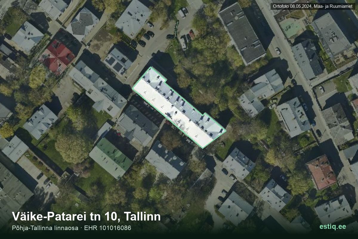Väike-Patarei tänav 10, Tallinn – aerial photo of the building, outline from the Building Register (EHR)