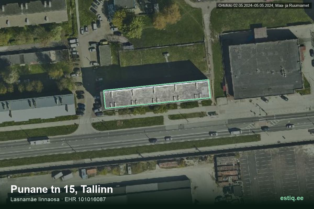 Punane tänav 15, Tallinn – hoone aerofoto, kontuur ehitisregistri (EHR) andmetest