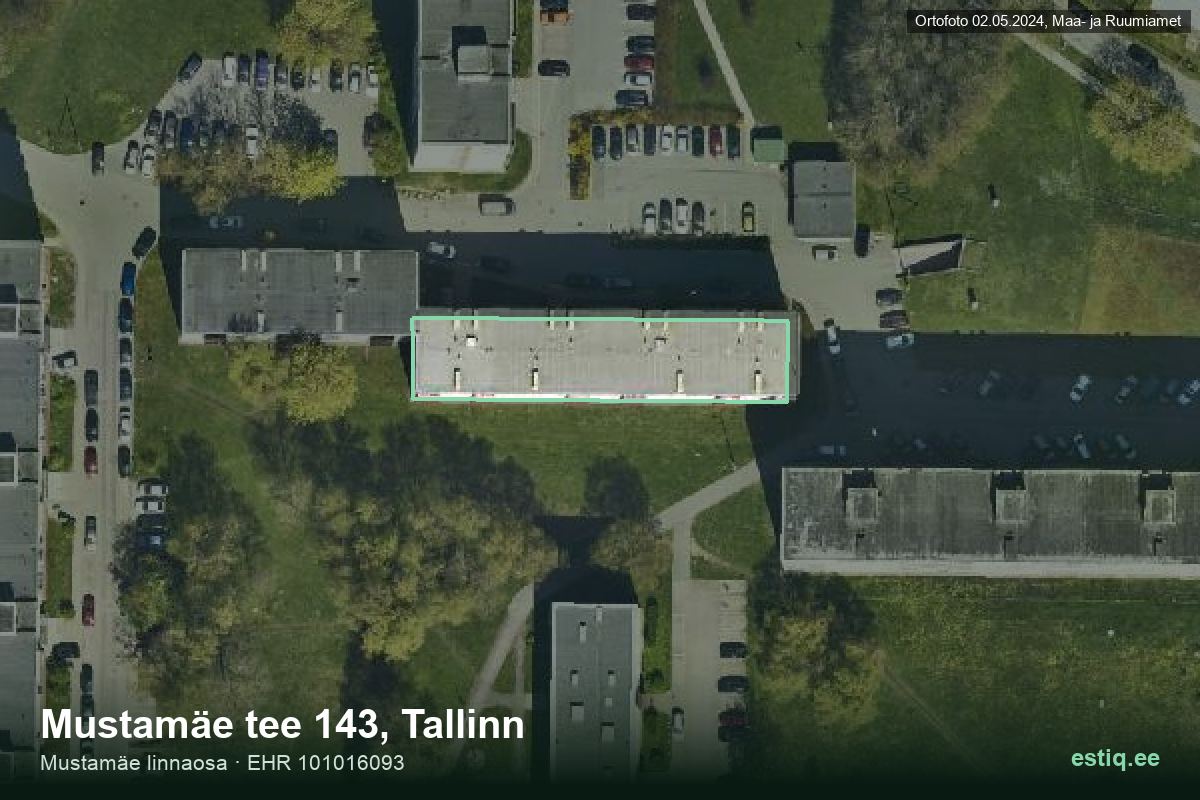 Mustamäe tee 143, Tallinn – hoone aerofoto, kontuur ehitisregistri (EHR) andmetest