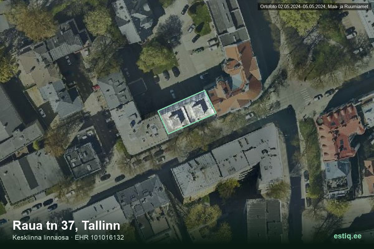 Raua tänav 37, Tallinn – aerial photo of the building, outline from the Building Register (EHR)