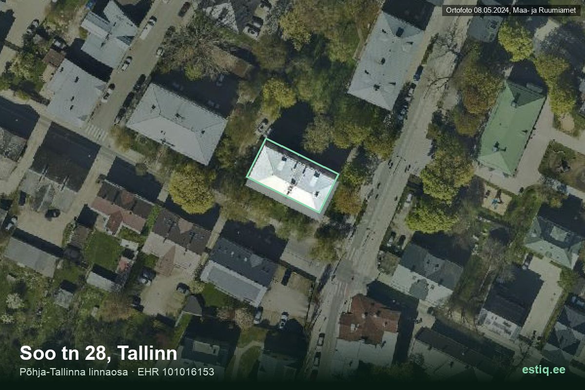 Soo tänav 28, Tallinn – hoone aerofoto, kontuur ehitisregistri (EHR) andmetest