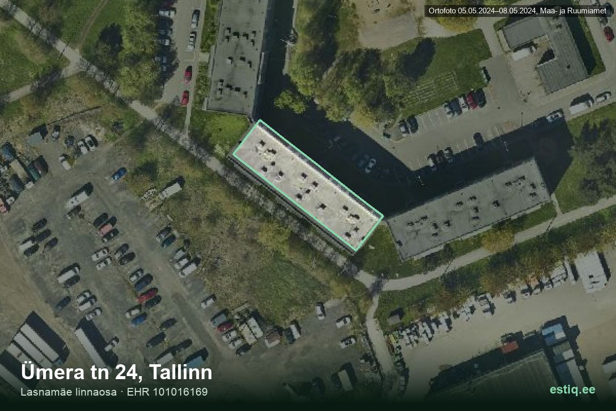 Ümera tänav 24, Tallinn – hoone aerofoto, kontuur ehitisregistri (EHR) andmetest