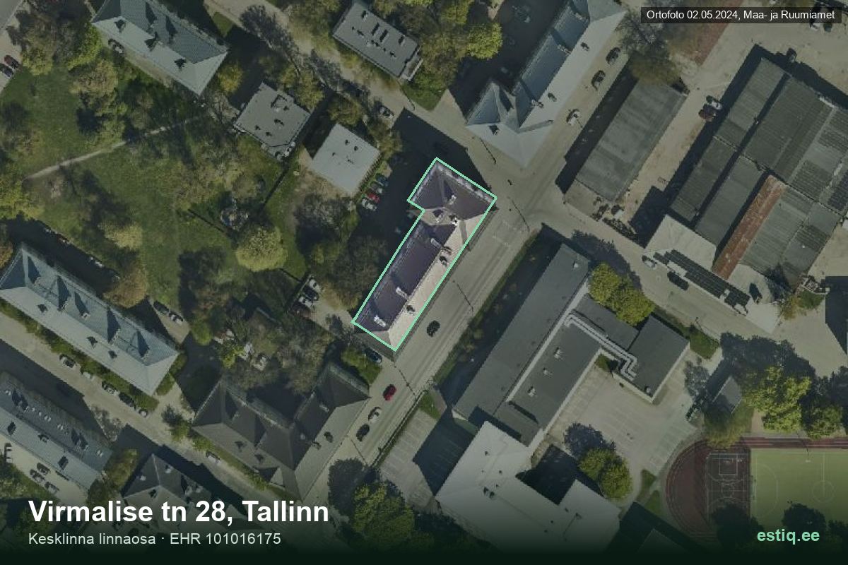 Virmalise tänav 28, Tallinn – aerial photo of the building, outline from the Building Register (EHR)