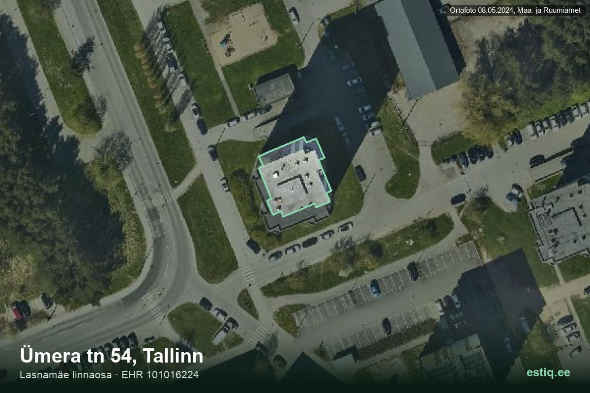 Ümera tänav 54, Tallinn – hoone aerofoto, kontuur ehitisregistri (EHR) andmetest