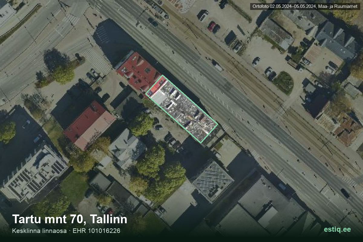 Tartu mnt 70, Tallinn – ilmakuva rakennuksesta, ääriviiva rakennusrekisteristä (EHR)