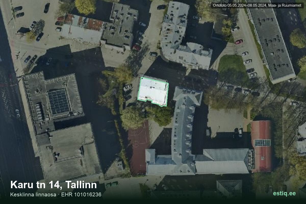 Karu tänav 14, Tallinn – aerial photo of the building, outline from the Building Register (EHR)