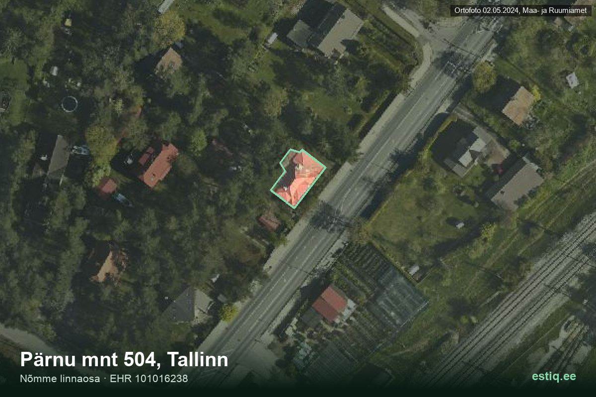 Pärnu mnt 504, Tallinn – hoone aerofoto, kontuur ehitisregistri (EHR) andmetest