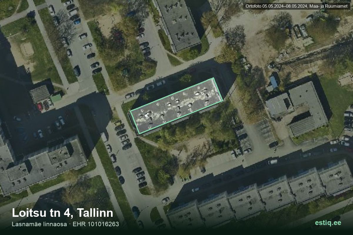 Loitsu tänav 4, Tallinn – aerial photo of the building, outline from the Building Register (EHR)