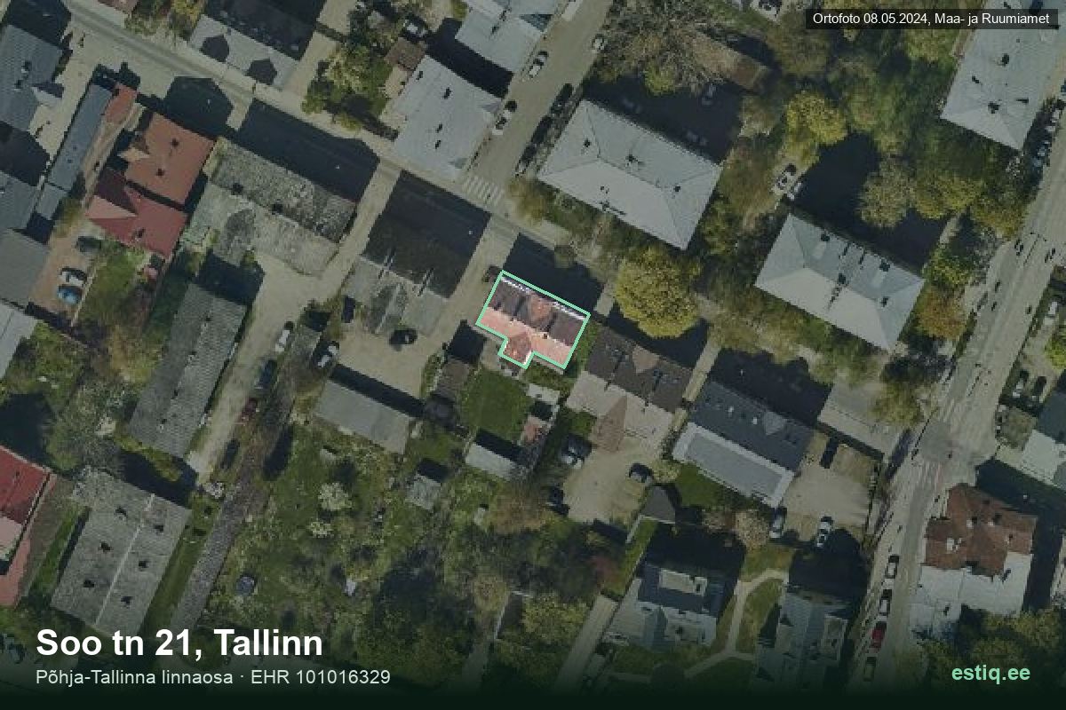 Soo tänav 21, Tallinn – hoone aerofoto, kontuur ehitisregistri (EHR) andmetest