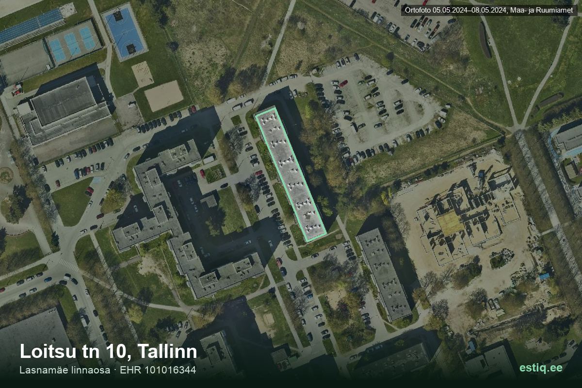 Loitsu tänav 10, Tallinn – hoone aerofoto, kontuur ehitisregistri (EHR) andmetest