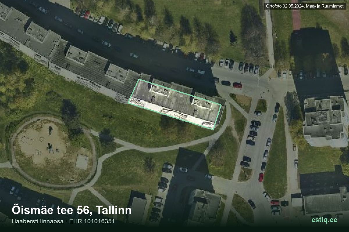 Õismäe tee 56, Tallinn – hoone aerofoto, kontuur ehitisregistri (EHR) andmetest
