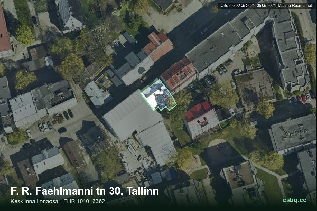 F. R. Faehlmanni tänav 30, Tallinn – ilmakuva rakennuksesta, ääriviiva rakennusrekisteristä (EHR)