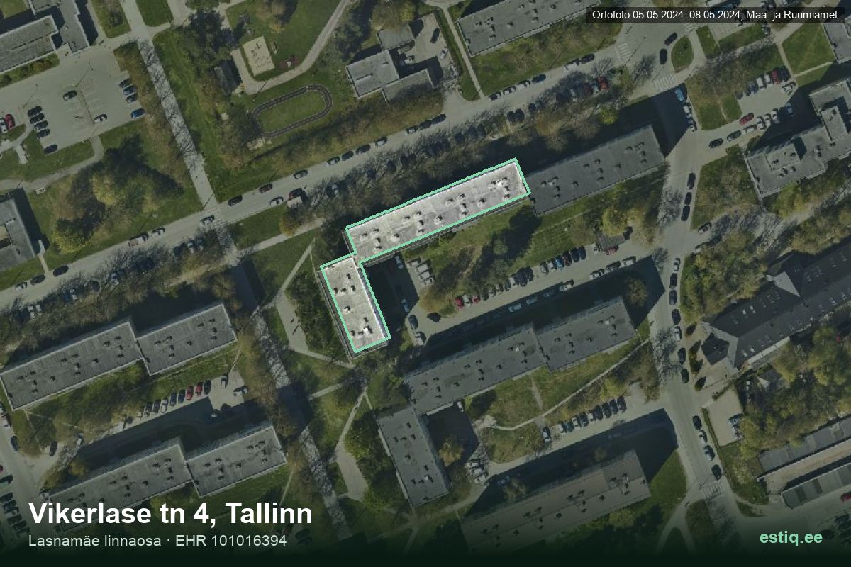 Vikerlase tänav 4, Tallinn – hoone aerofoto, kontuur ehitisregistri (EHR) andmetest