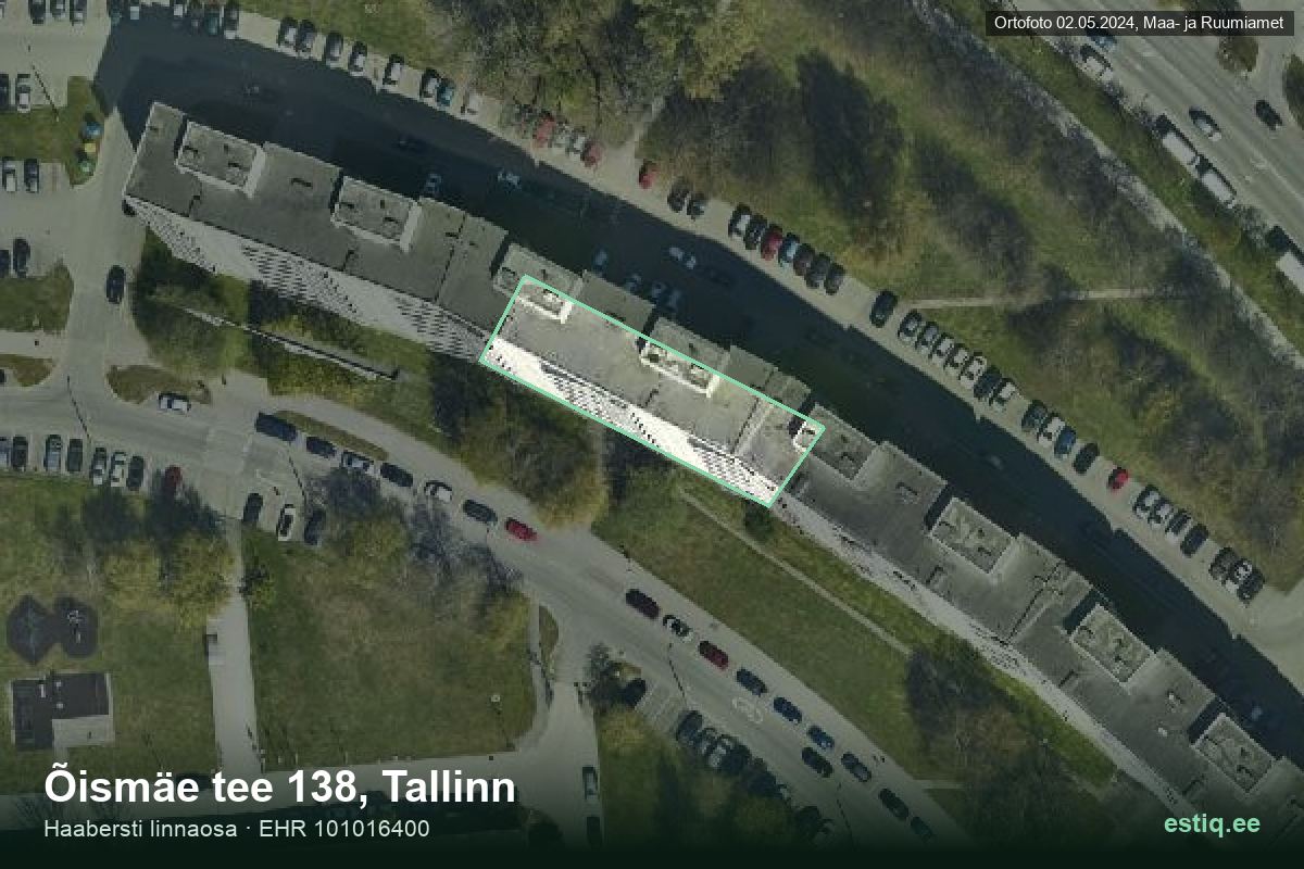 Õismäe tee 138, Tallinn – hoone aerofoto, kontuur ehitisregistri (EHR) andmetest