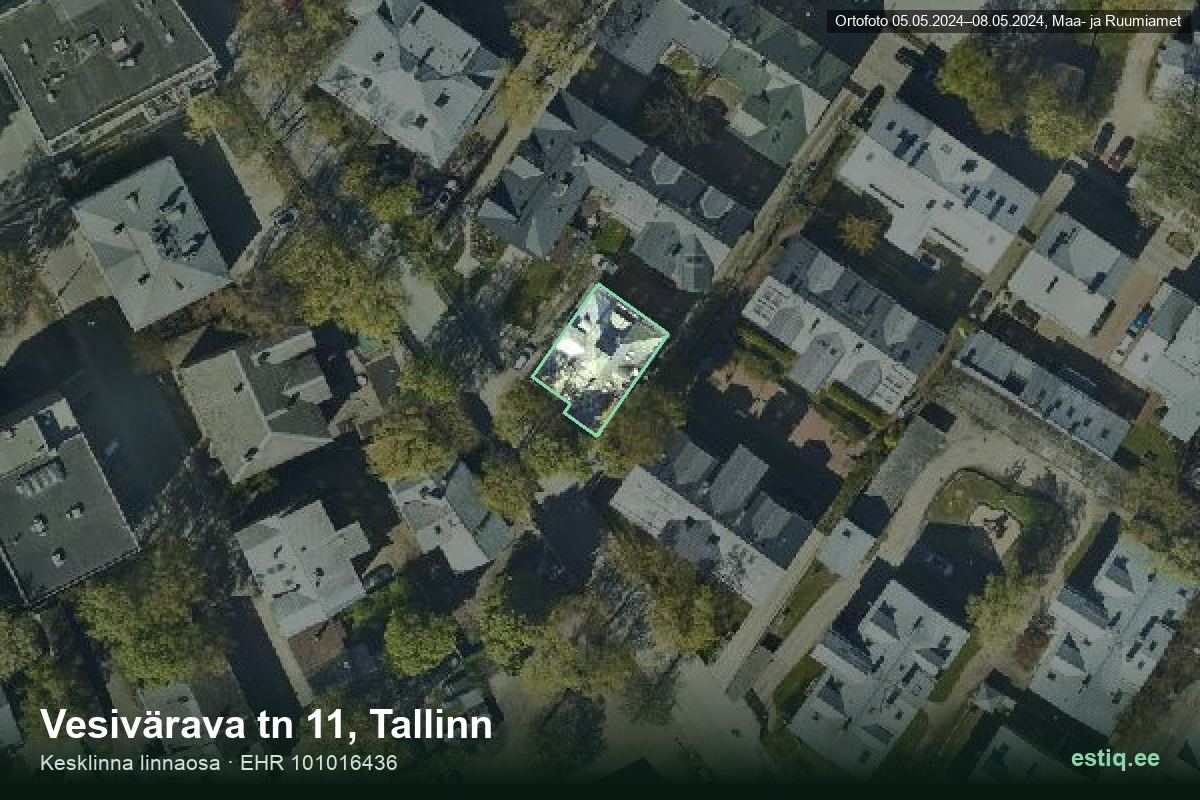 Vesivärava tänav 11, Tallinn – hoone aerofoto, kontuur ehitisregistri (EHR) andmetest