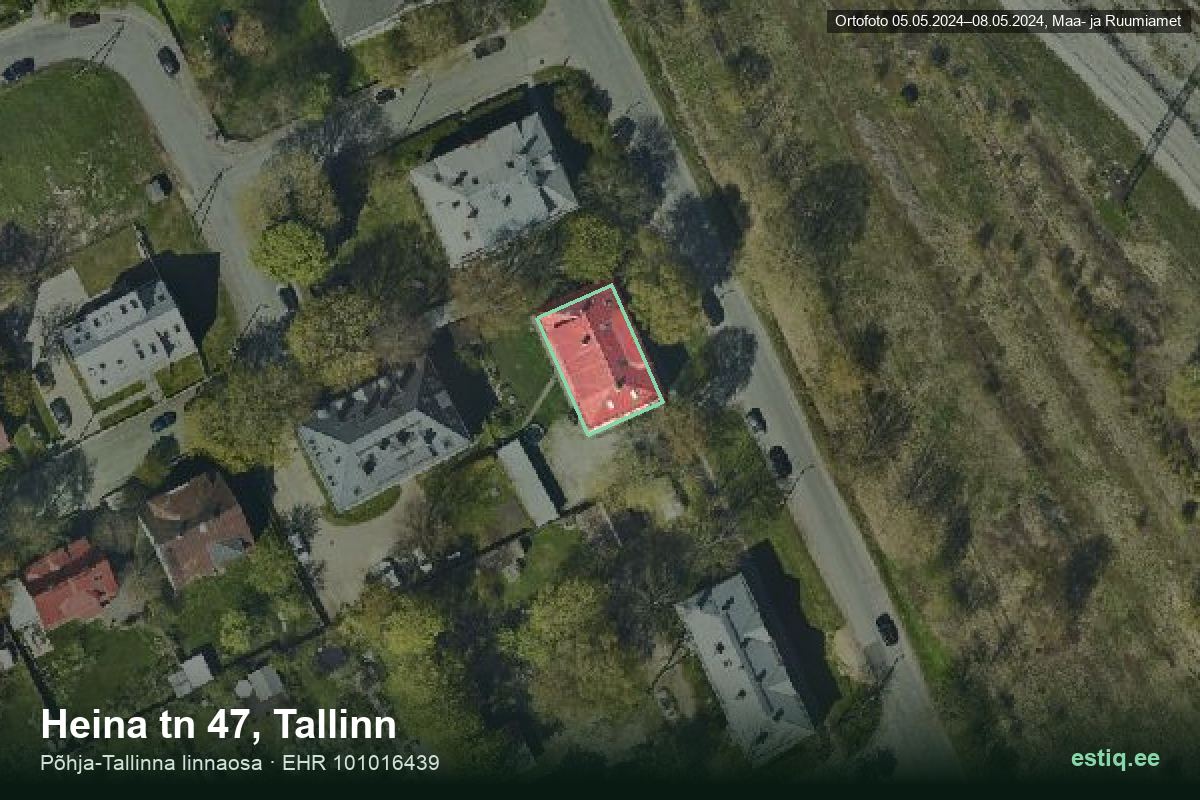 Heina tänav 47, Tallinn – aerial photo of the building, outline from the Building Register (EHR)