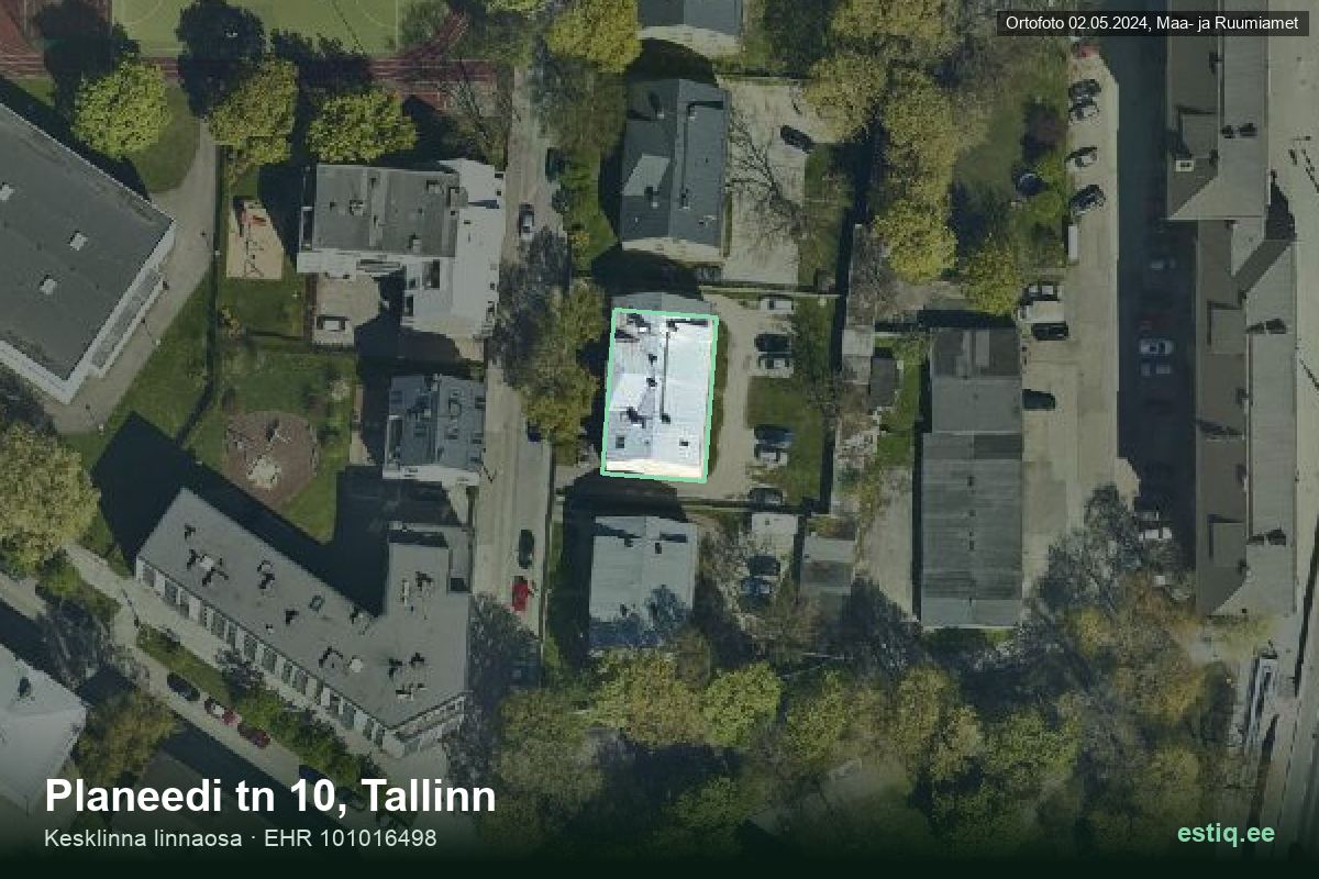 Planeedi tänav 10, Tallinn – hoone aerofoto, kontuur ehitisregistri (EHR) andmetest