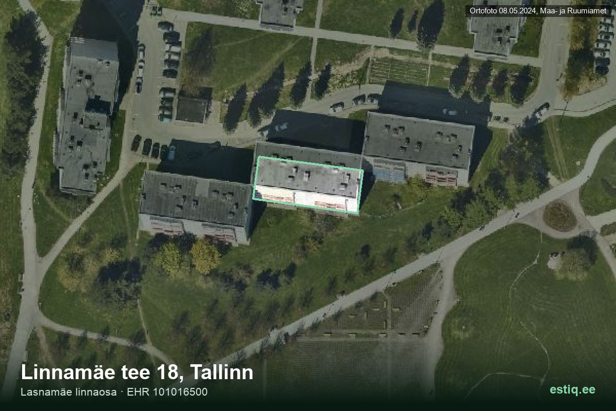 Linnamäe tee 18, Tallinn – hoone aerofoto, kontuur ehitisregistri (EHR) andmetest