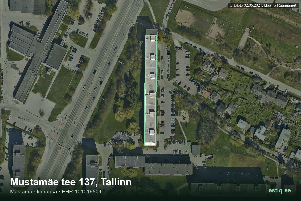 Mustamäe tee 137, Tallinn – hoone aerofoto, kontuur ehitisregistri (EHR) andmetest