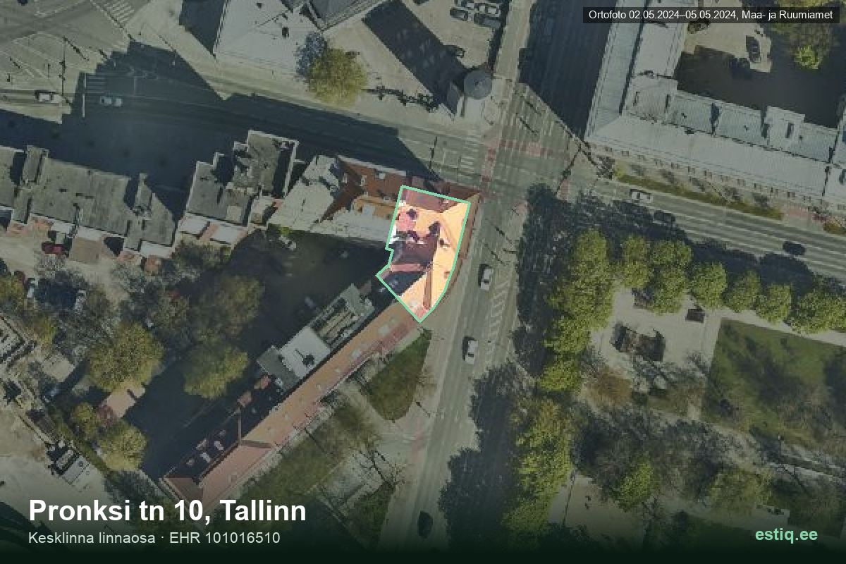 Pronksi tänav 10, Tallinn – aerial photo of the building, outline from the Building Register (EHR)