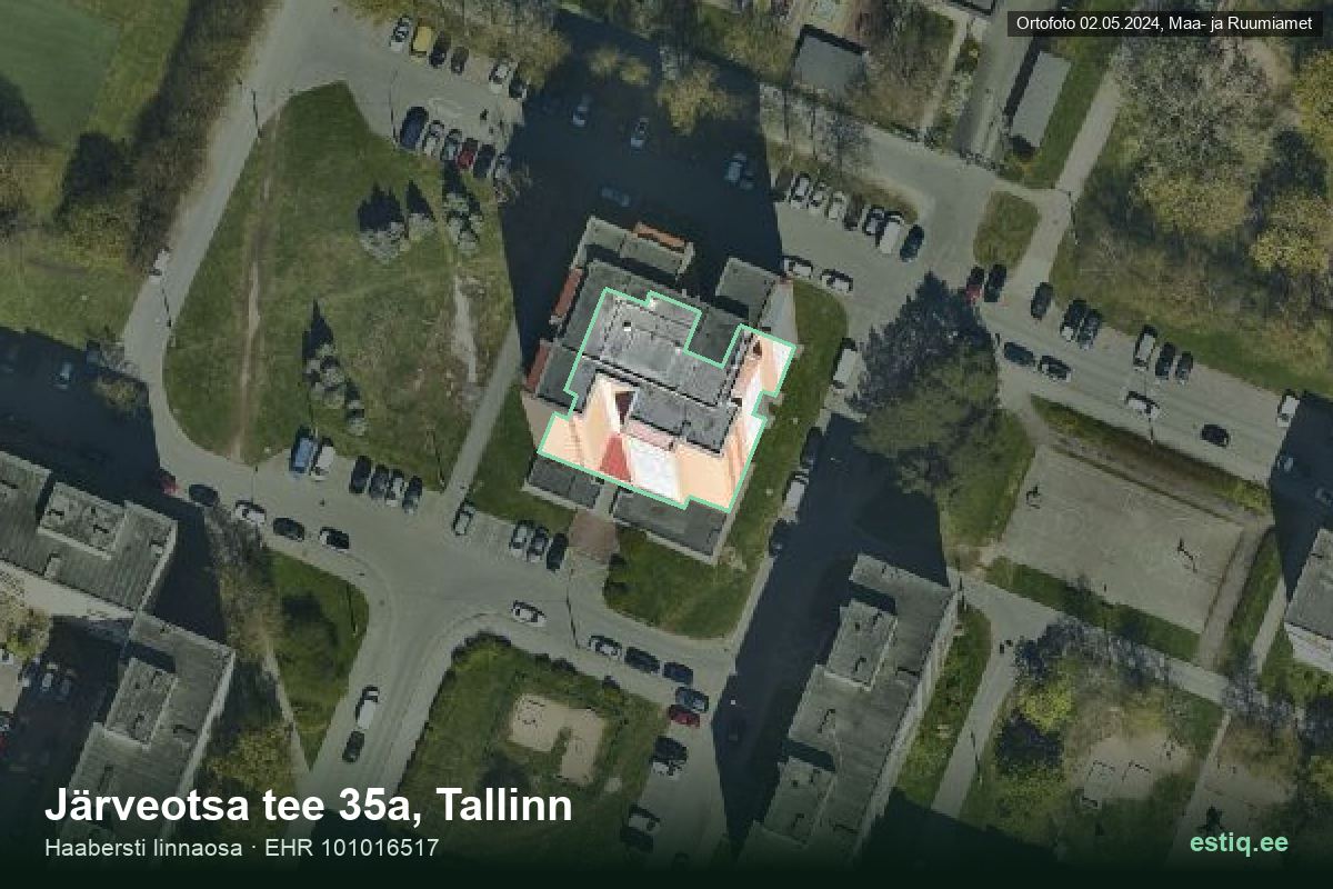 Järveotsa tee 35a, Tallinn – hoone aerofoto, kontuur ehitisregistri (EHR) andmetest