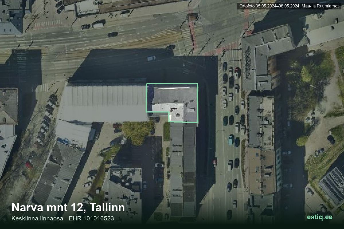 Narva mnt 12, Tallinn – aerial photo of the building, outline from the Building Register (EHR)