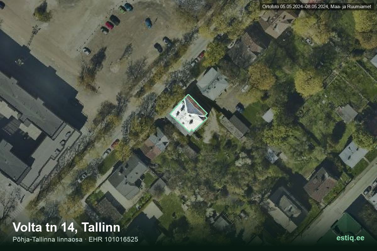 Volta tänav 14, Tallinn – ilmakuva rakennuksesta, ääriviiva rakennusrekisteristä (EHR)