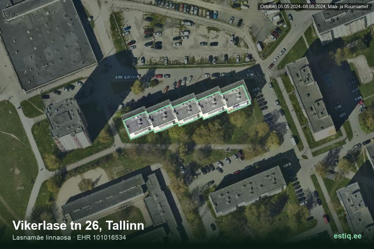 Vikerlase tänav 26, Tallinn – hoone aerofoto, kontuur ehitisregistri (EHR) andmetest