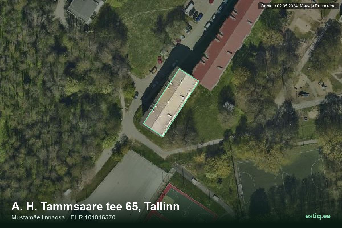 A. H. Tammsaare tee 65, Tallinn – hoone aerofoto, kontuur ehitisregistri (EHR) andmetest