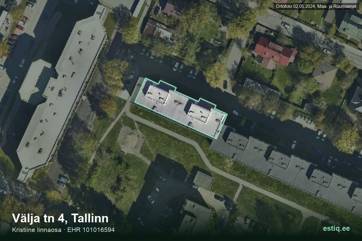Välja tänav 4, Tallinn – аэрофото дома, контур по данным регистра строений (EHR)