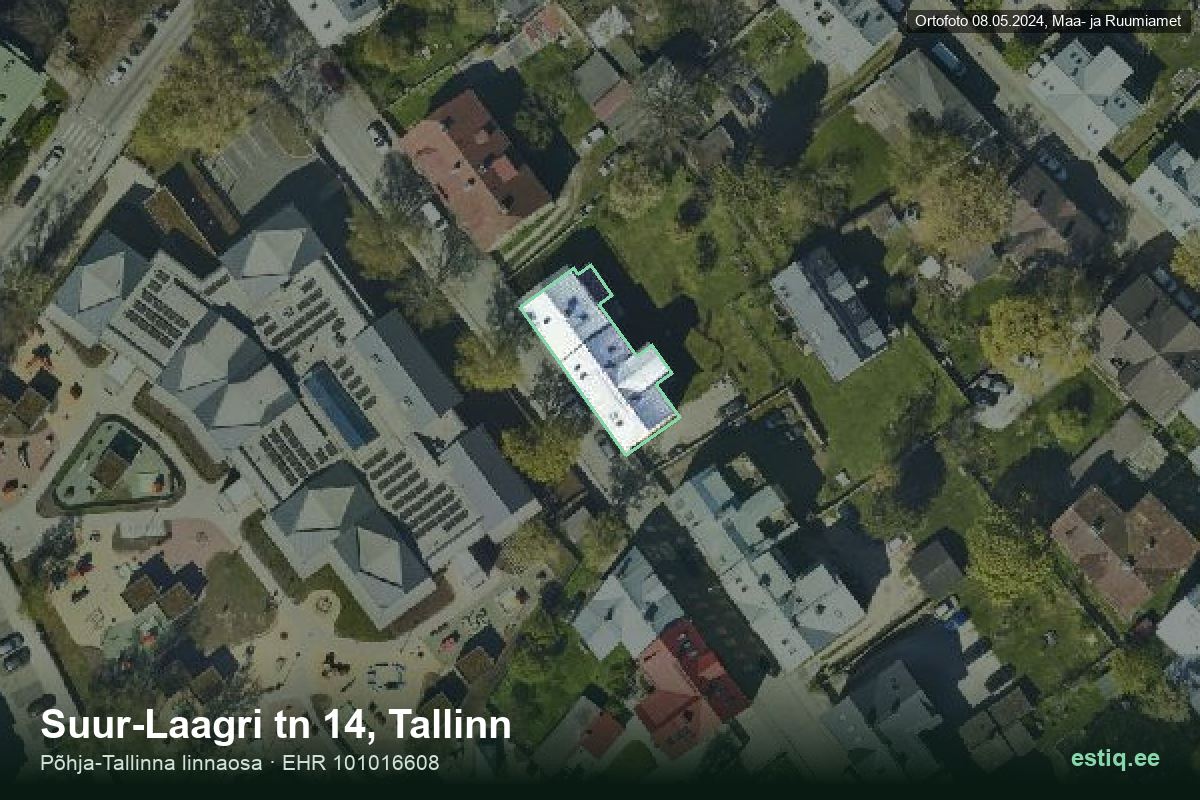 Suur-Laagri tänav 14, Tallinn – аэрофото дома, контур по данным регистра строений (EHR)